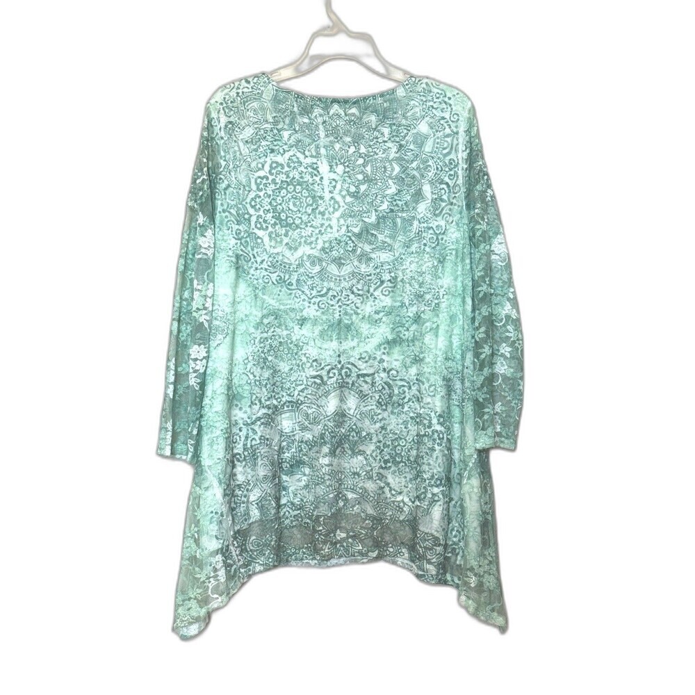 Y2K Calstyle Top Tunic Lace Floral GreenCami Lined Boho Whimsical Sz USA - Picture 3 of 6